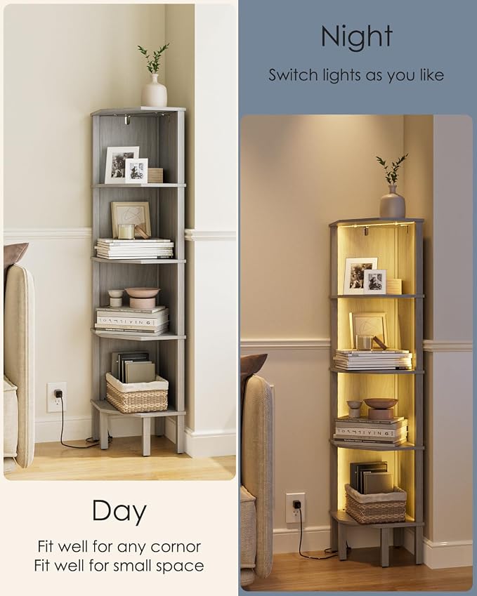 Corner Shelf Stand, 5 Tier Corner Bookshelf, Corner Furniture - Image 3
