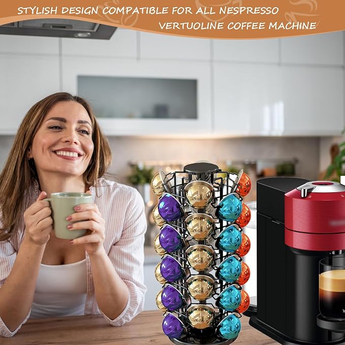 BLACKSMITH FAMILY Coffee Pods Holder Organizer, 360 Degrees Revolving Pod - Image 5