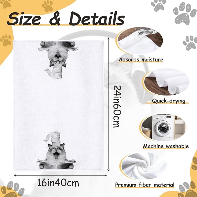 Funny Cat Kitchen Towels Set of 4-16x24 Inch Absorbent Microfiber Dish Towels - Image 3