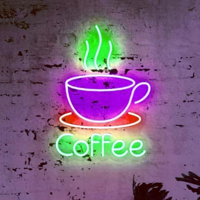 LED Coffee Cup Neon Sign Large 5V USB Powered Acrylic Neon Lights by HFHungkeong