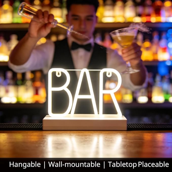 Neon BAR sign, Hangable Illuminated Marquee Letter Lights, USB/Battery Powered - Image 3