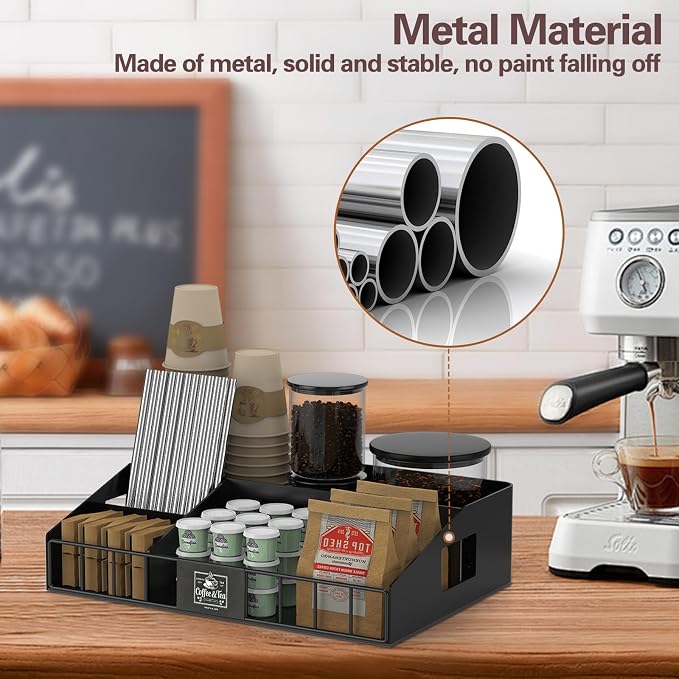 Metal Coffee Station Organizer for Countertop, 2-Pcs Coffee Bar Organizer - Image 3