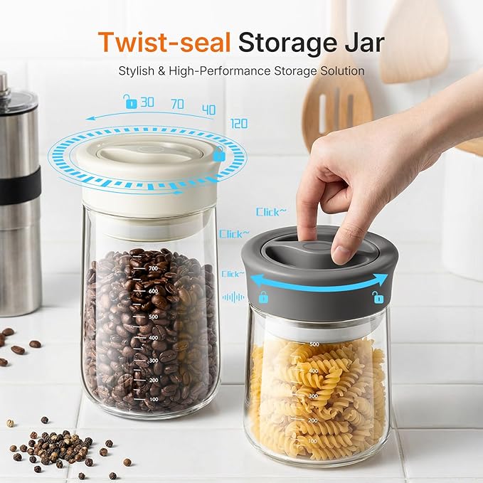 2-Pack Airtight Mason Jar with Silicone Ring, Upgraded Glass Storage Jars with - Image 2