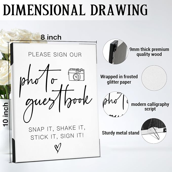 Photo Guest Book Wedding Signs for Ceremony and Reception, Please Sign Our - Image 2