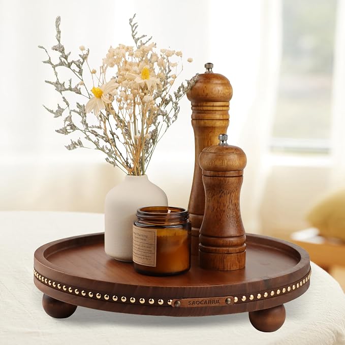 Farmhouse Decorative Round Tray, 11.81 Inch, Versatile Centerpiece Tray - Image 5