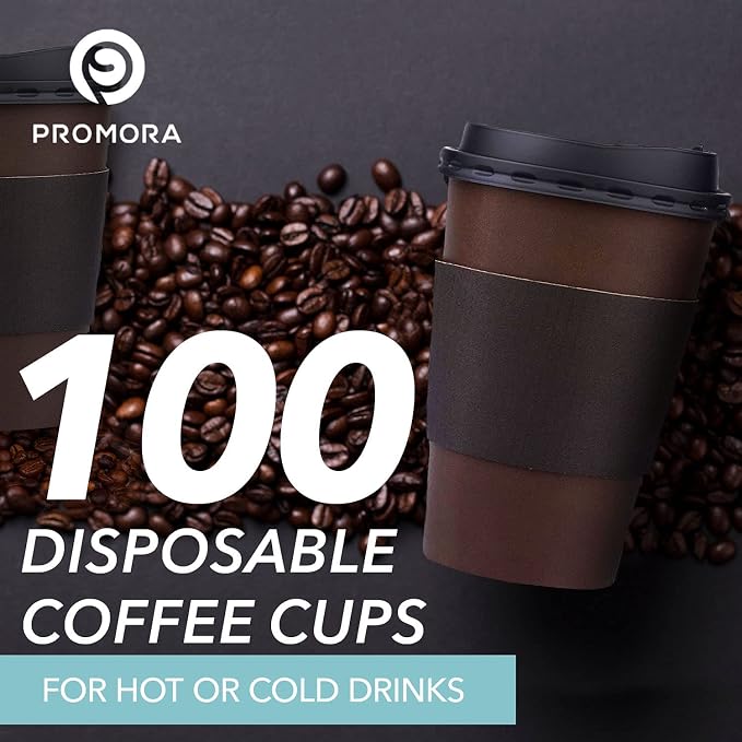 Promora 16 oz Brown Disposable Coffee Cups - Image 3