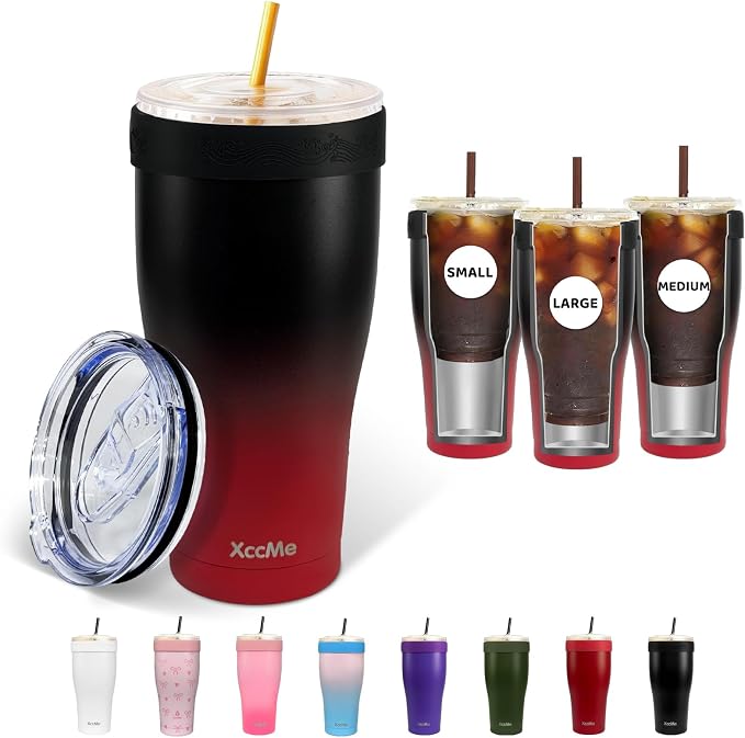 Universal Iced Coffee Sleeve, 32oz Double Wall Stainless Steel Insulator Fits by XccMe