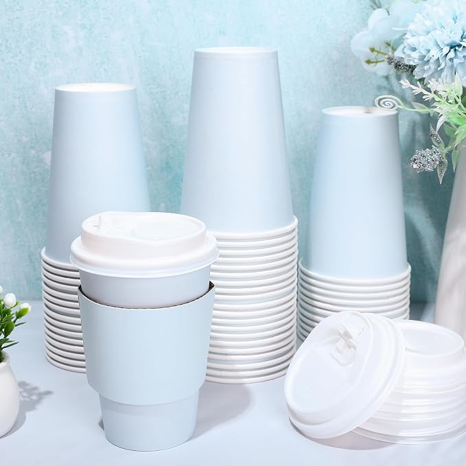 JarThenaAMCS 50Pcs Blue Disposable Coffee Cups - Image 5