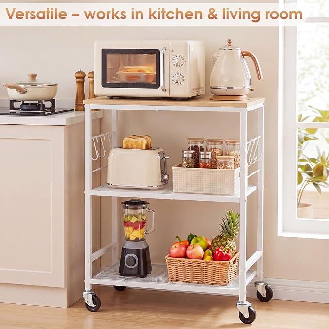 Rolling Kitchen Microwave Cart, 3-Tier Cart - Image 3