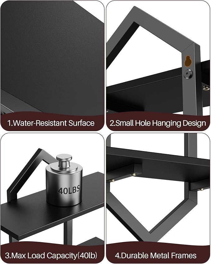 Floating Shelves, Wall Mounted Decorative Shelves, 2-Tier Modern Geometric - Image 6