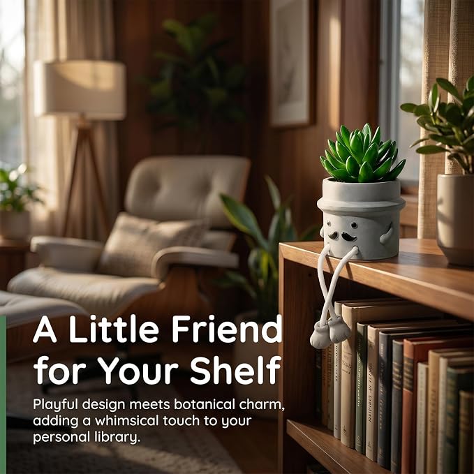 Fake Plant with Gray Flower Pot Artificial Succulents Plant - Image 4