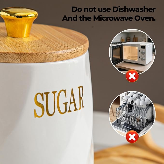 Ceramic Canister Set of 3 for Sugar Coffee Tea - 23oz - Image 6