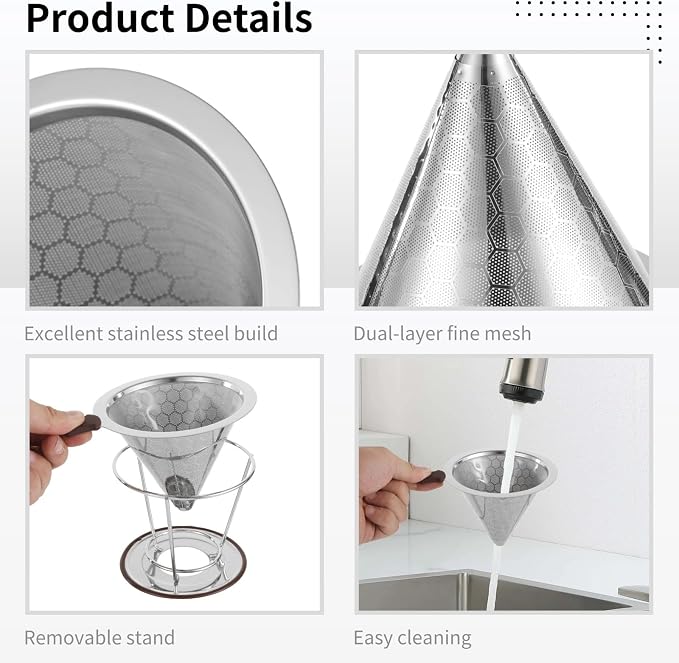 OMISTAR Stainless Steel Pour Over Coffee Dripper - Image 5