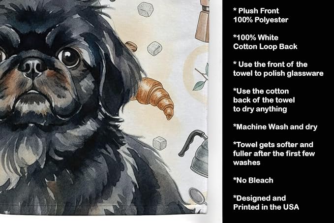 Caroline's Treasures Black Pekingese Coffee Bar Kitchen Towel Velour Plush - Image 4