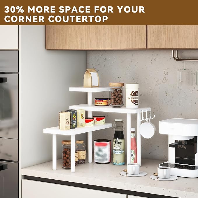 IBUYKE Countertop Organizer, 3-Tier Spice Racks, Kitchen Counter Corner Shelf - Image 3
