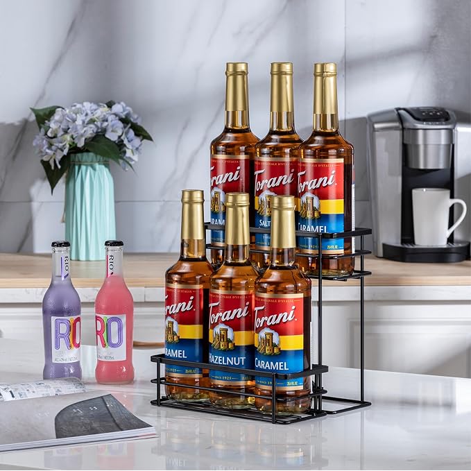 Coffee Syrup Organizer, 6 Bottle Capacity Syrup Stand, 2 Tier Syrup Rack - Image 5