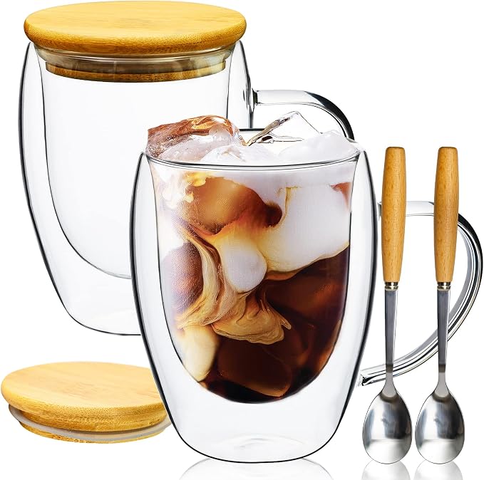 PARACITY Glass Coffee Mugs Set of 2 by PARACITY