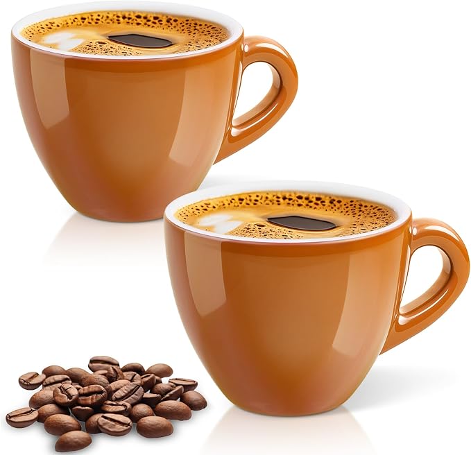 Pilnocok Espresso Cups Set of 2, 2.5 oz / 75 ml Demitasse Espresso Mugs by Pilnocok