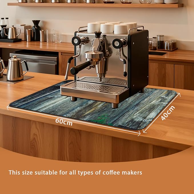 Coffee Mat 24x16 Inch, Wood Grain Coffee Protection Mat, Absorbent Hide Stain - Image 2