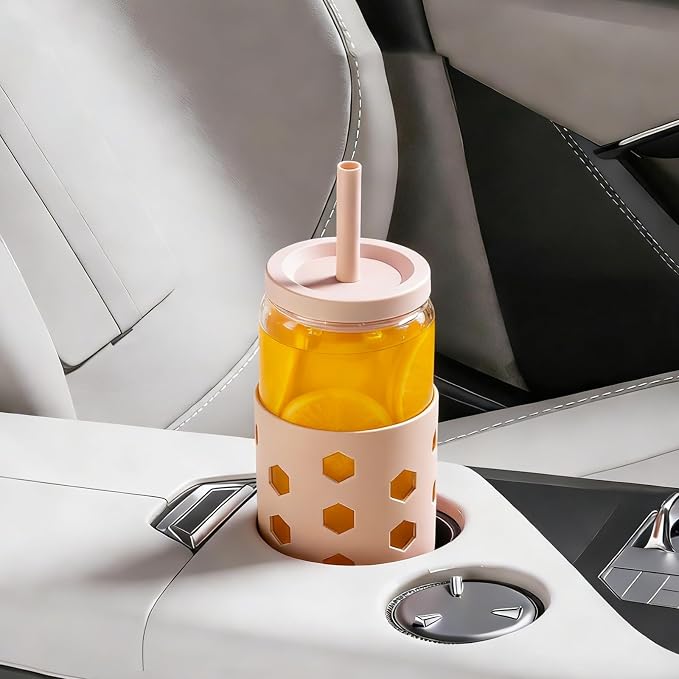 Mrsdry Glass Cups with Lids and Straws, 16oz Drinking Glasses Set with Silicone - Image 3