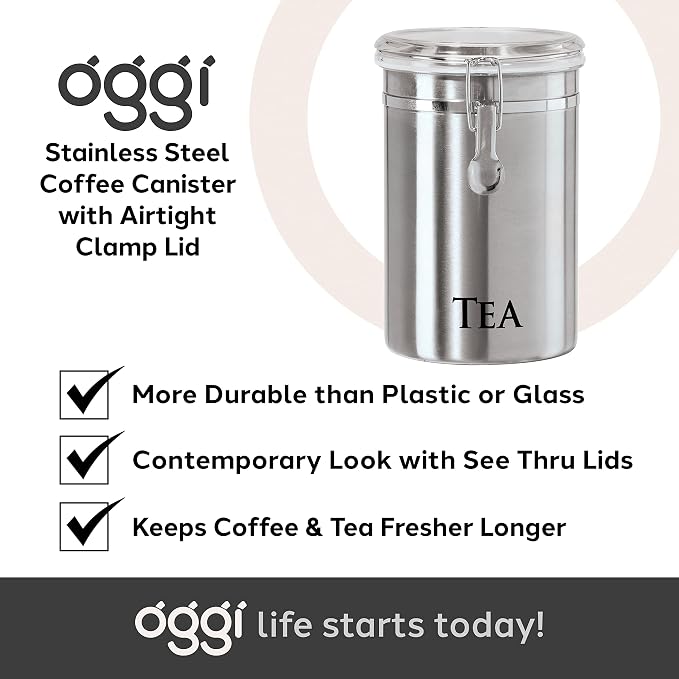 Oggi Stainless Steel Tea Canister 62 fl oz - Image 7