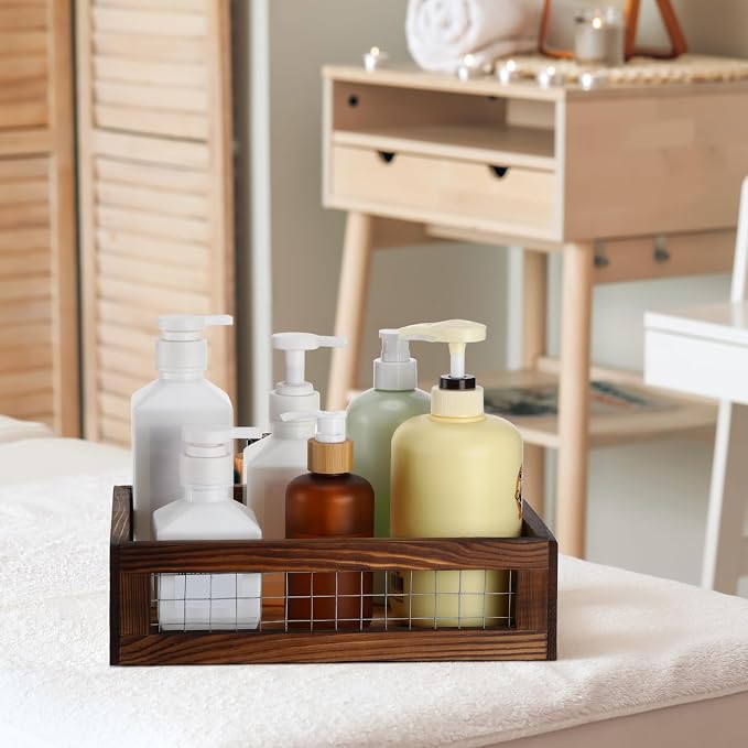 FillTouch 4 Pcs Wooden Nesting Countertop Baskets 4 Size Wooden Storage Box - Image 5