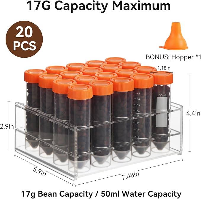 20Pcs Single Dose Coffee Bean Storage Tubes - Image 2