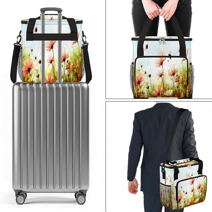 Spring Flower Coffee Maker Carring Bag Colorful Floral Travel Storage Tote Bag - Image 7