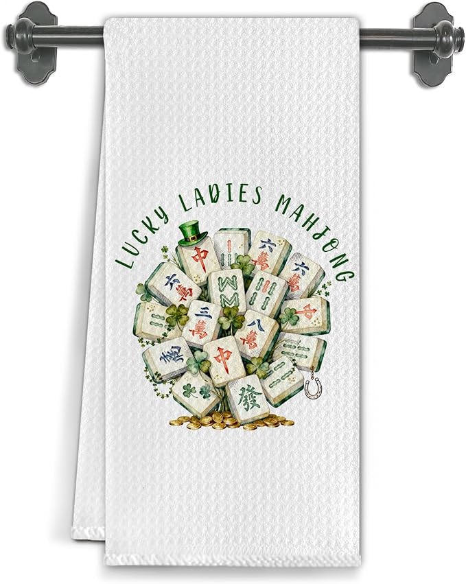 Mahjong St. Patrick's Day Kitchen Towels, Mahjong Gifts by Unknown