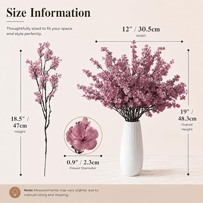 Mandy's 6 Bundles Artificial Dusty Pink Baby’s Breath Flowers | 18.5 Inch Silk - Image 3
