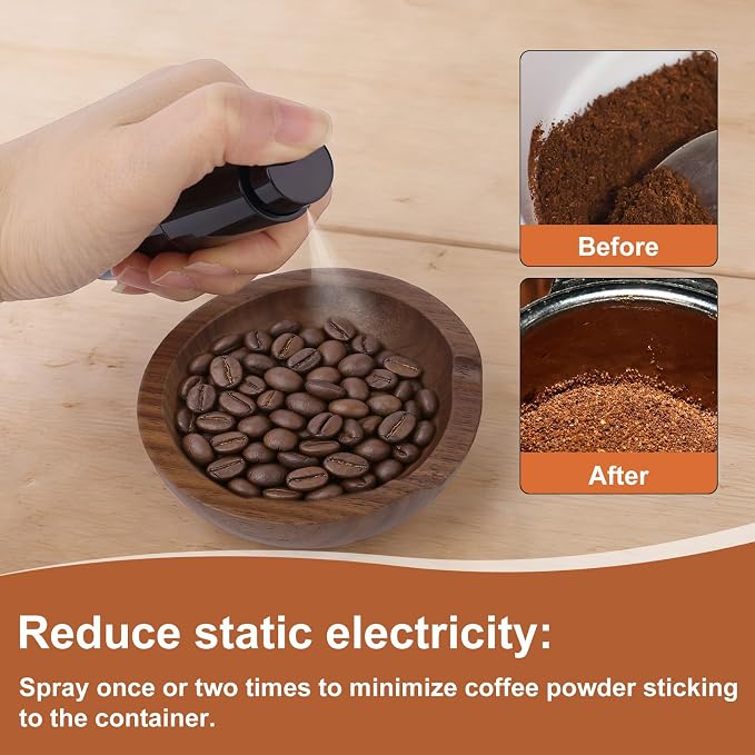 Coffee Bean Dosing Cup and Spray Bottle Set, Walnut Wood Round Bean Measuring - Image 6