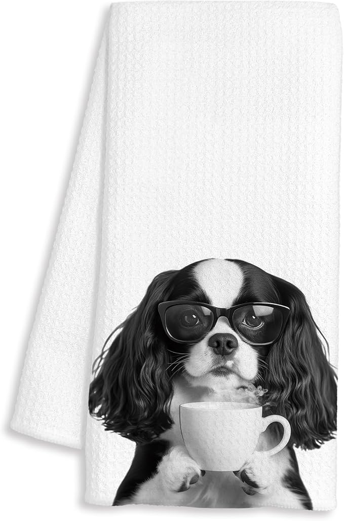 Funny Cavalier King Charles Spaniel Decor Coffee Kitchen Towels Gift, Dog Gifts by Unknown