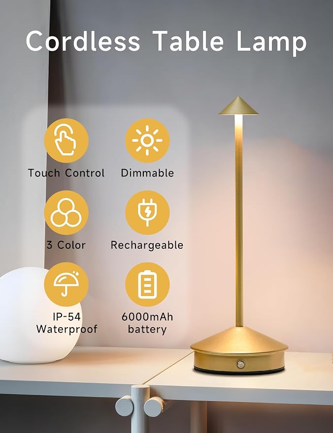 Cordless Table Lamps, LED Rechargeable Desk Lamp, Portable Modern USB Battery - Image 2