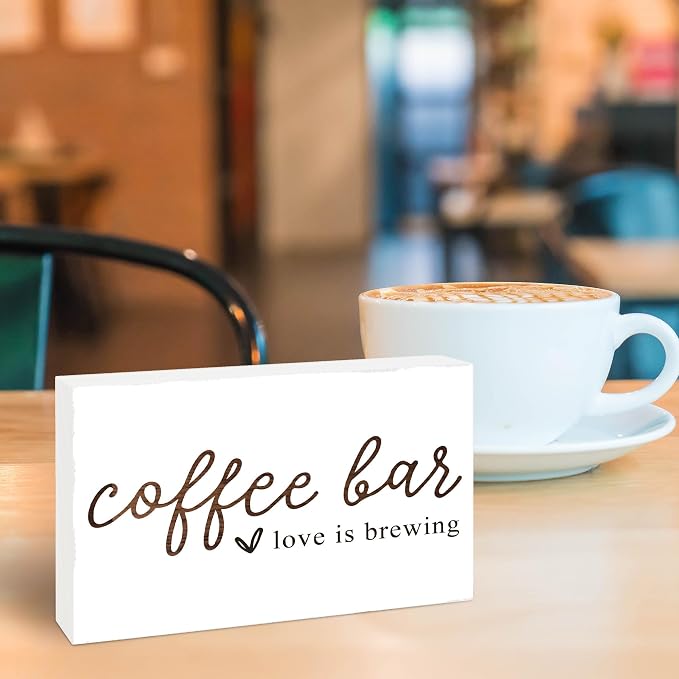 Coffee Bar Love Is Brewing Wooden Sign - Image 4