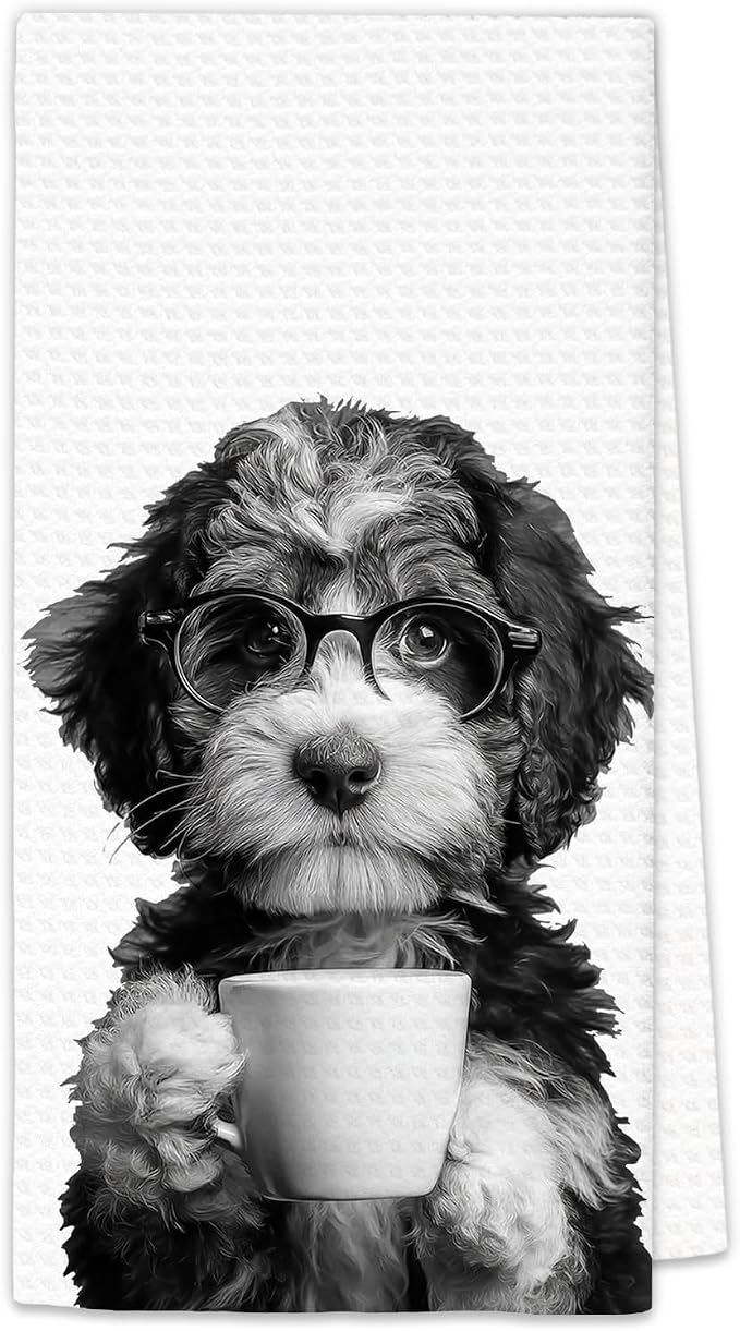 Bernedoodle Gifts Dog Coffee Kitchen Towels, Gifts by OINDADE