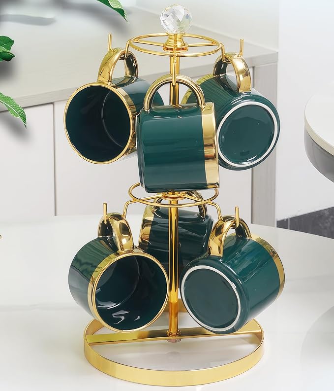 Coffee Mug Tree Holder for Counter, Double Tier Mug TeaCup Metal Holders - Image 2