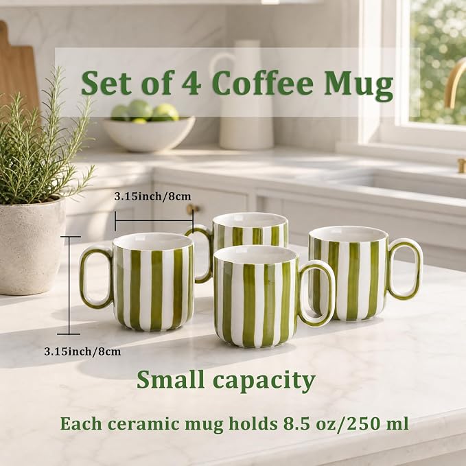 Ceramic Coffee Mugs Set of 4, 8.5 oz Small Stoneware Coffee Cups - Image 2