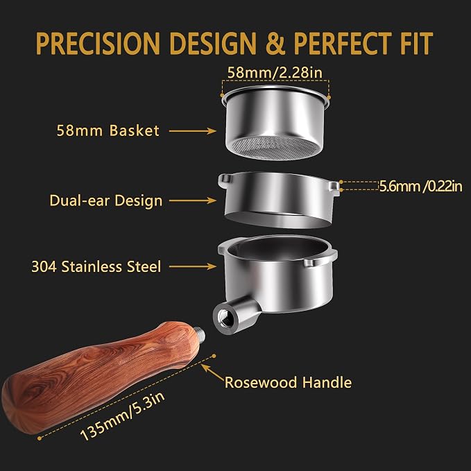 58mm Bottomless Portafilter for E61 Group Head 2 Ears Espresso Machines | 316 - Image 4