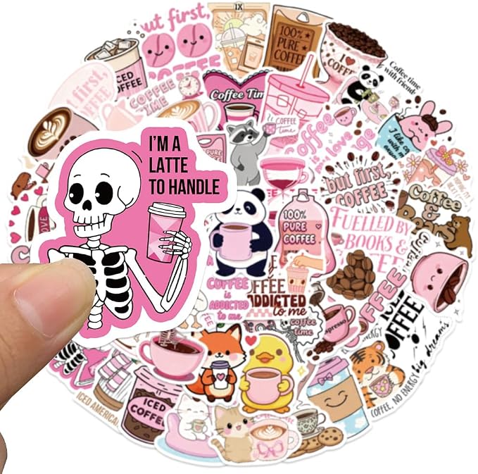 Funny Love Coffee Waterproof Stickers - Image 3