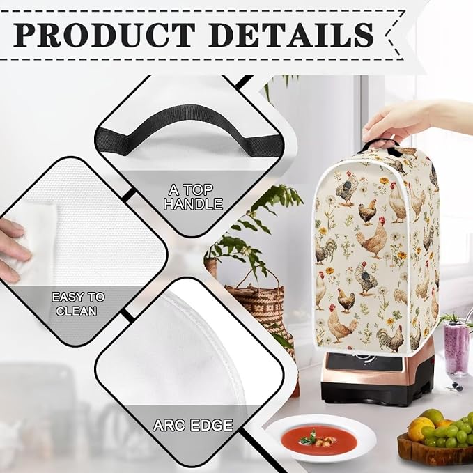 Flowers Rooster Kitchen Appliance Cover – Rustic Farmhouse Style - Image 4