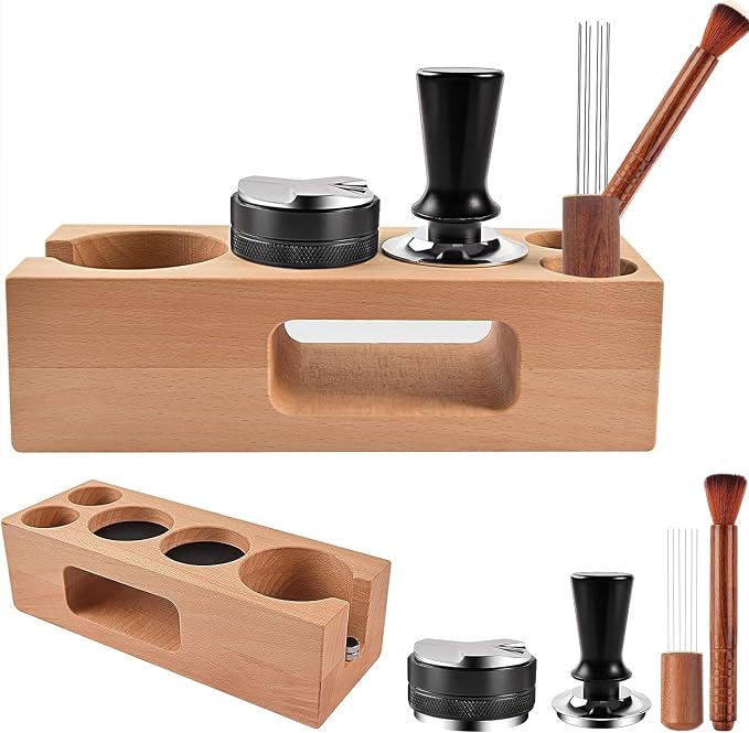Espresso Accessories Kit 5-PCS Including 51mm Wooden Portafilter Station by Unknown