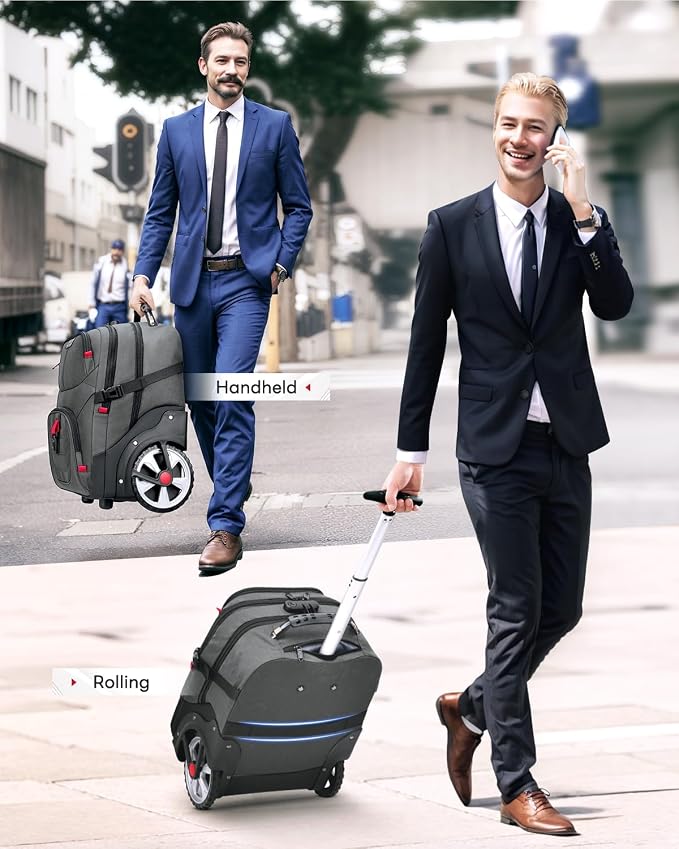MATEIN Rolling Laptop Bag with Larger Wheels, 17 Inch Spacious Roller Back - Image 9