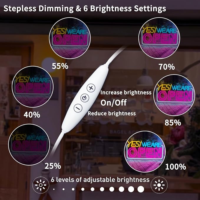 Led Neon Open Signs for Business Window Wall Door, 16.5" X 8.6" Open Sign for - Image 6