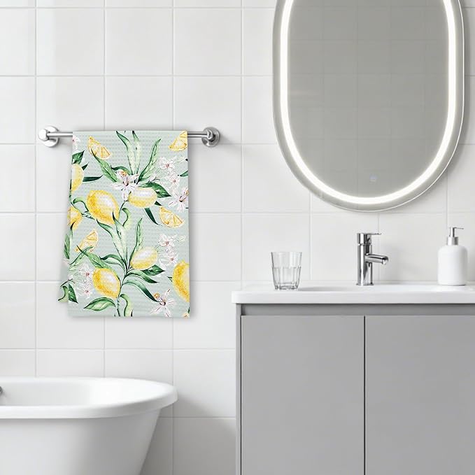 Farmhouse Lemon Kitchen Towels, Citrus Fruit Absorbent Hand Towel - Image 5