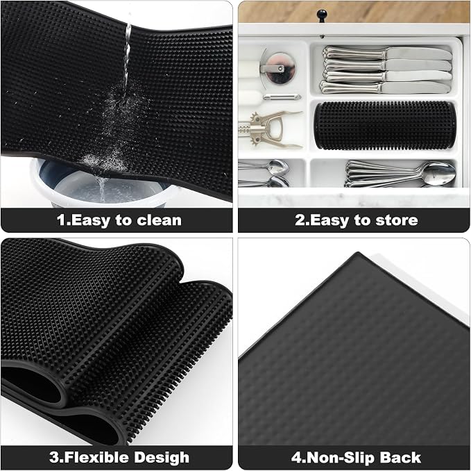 2 Pack Heavy-Duty Bar Mat Pad PVC Rubber Dish Drying Spill Matting - Image 4