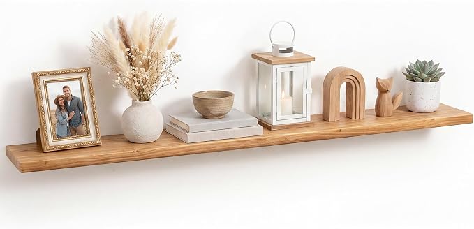 Fun Memories 60 Inch Floating Shelf, 8 Inch Deep Rounded Edge Reclaimed Elm by FunMemories