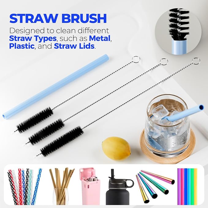 Holikme 6 Pack Bottle Brush Set, 3 Straw Brushes, 4-in-1 Bottle Cleaning Brush - Image 4