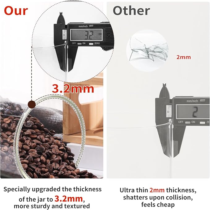 ZOMUIA Glass Coffee Containers Airtight Coffee Bean Storage Jars - Image 3