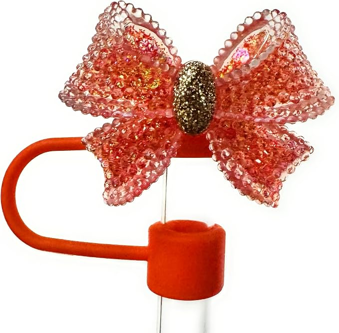 5 Pack 10mm Cute Glitter Bling Bows Straw Toppers, Fits Stanley and Simple - Image 8