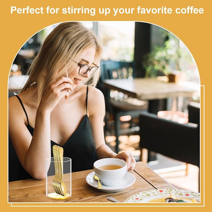 12 Pcs Gold Coffee Spoons with Holder 4.92 Inch Demitasse Espresso Spoons Mini - Image 6